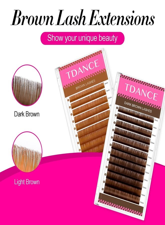 تي دانس وصلات رموش TDANCE بنية داكنة، وصلات رموش ملونة 0.03/0.05/0.07/0.1/0.15 مم، تجعيد C/CC/D/DD/J/B/L، وصلات رموش بنية فاخرة للاستخدام في الصالونات (بني داكن، 0.03-CC، 8-15 مم) - Image 5